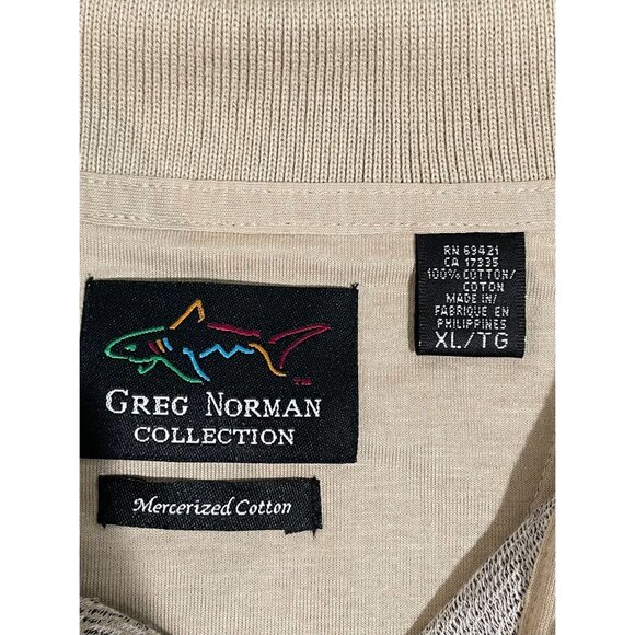 Greg Norman Collection Mens XL Mercerized Cotton Polo Shirt Beige - Picture 3 of 8